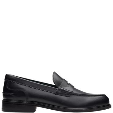 CLARKS MENS SLIP ON LOAFER - BLACK LEATHER